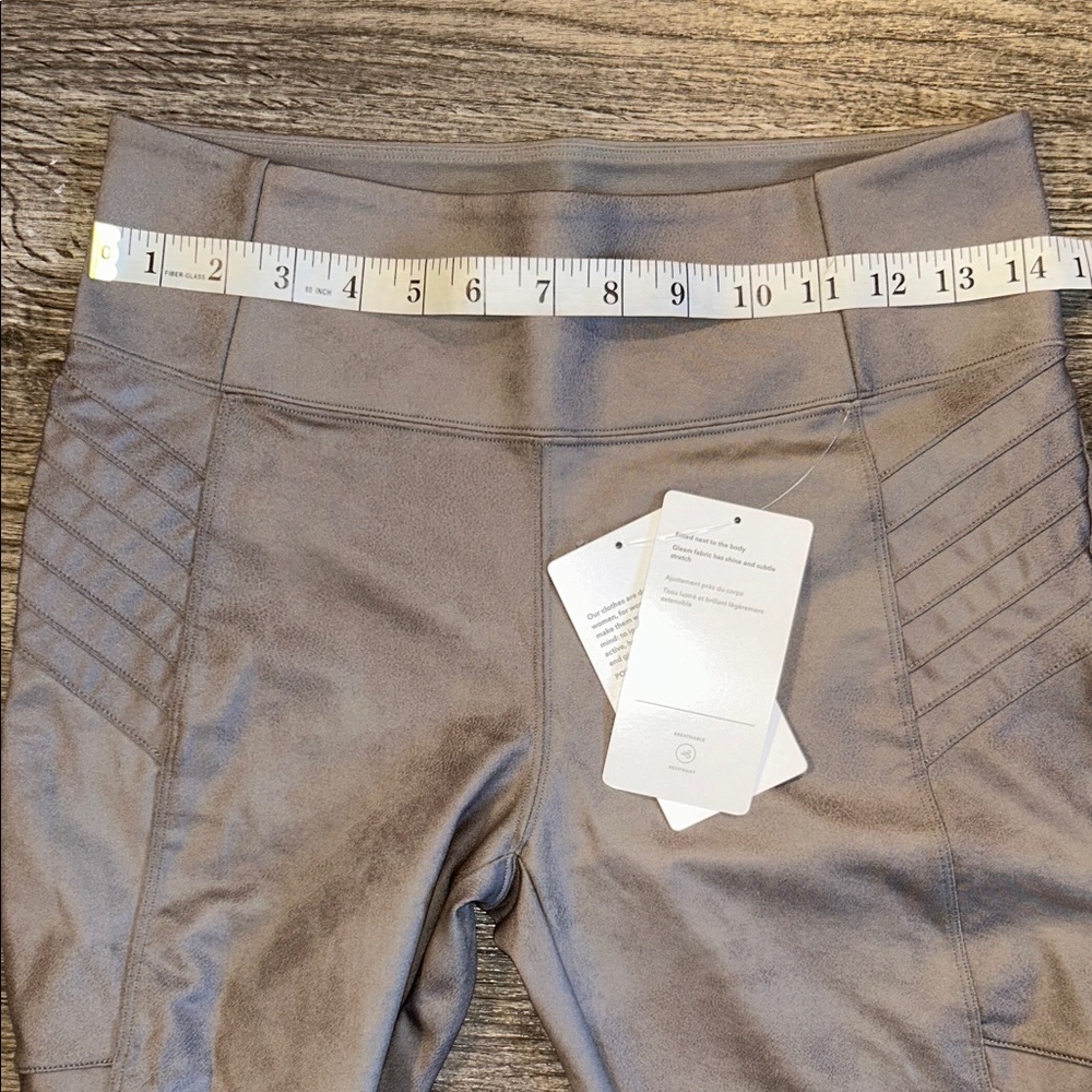 Athleta Delancey Moto Leggings Metallic Taupe Shimmer Size M NWT - Picture 10 of 14